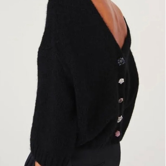 ba&sh cardigan with embellished buttons, black, size XS - Picture 2 of 8